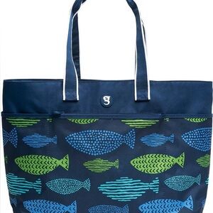 Geckobrand fish swim oversize water repellent fully lined tote. EUC